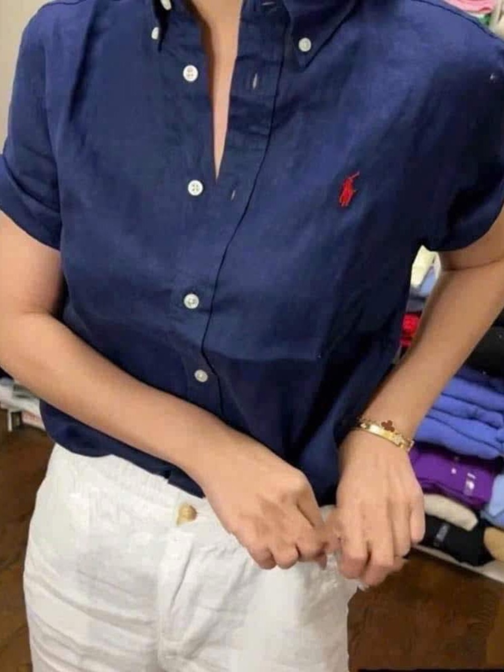 Polo by Ralph Lauren Yellow and White Striped Short Sleeve Button-Down Shirt - Picture 5 of 5